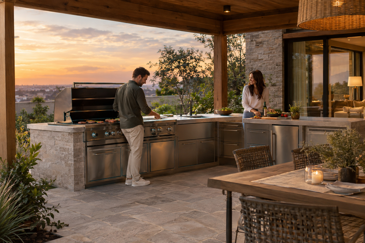 Outdoor kitchen on a residential patio