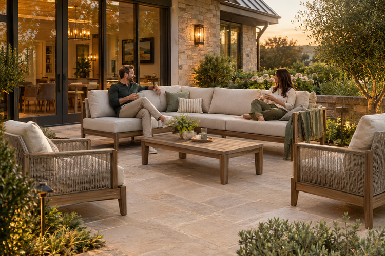 Patio furniture on a residential terrace