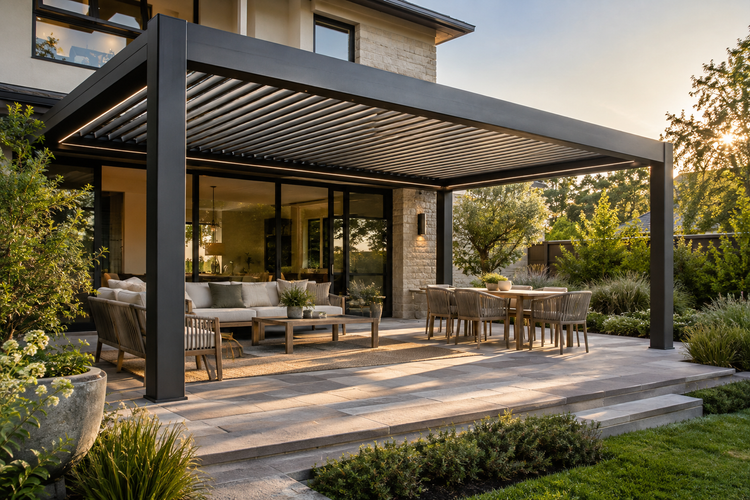 Pergola creating an outdoor living area